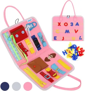 Sensory Board, Toys Gifts Girls Boys, Toddler Learning Activities for Travel equivalent fulfill illusory erect apply Airplane,Pink Alphabet Esjay Busy Board for Toddlers, Montessori Toys to Learn Fine Motor Skill, 