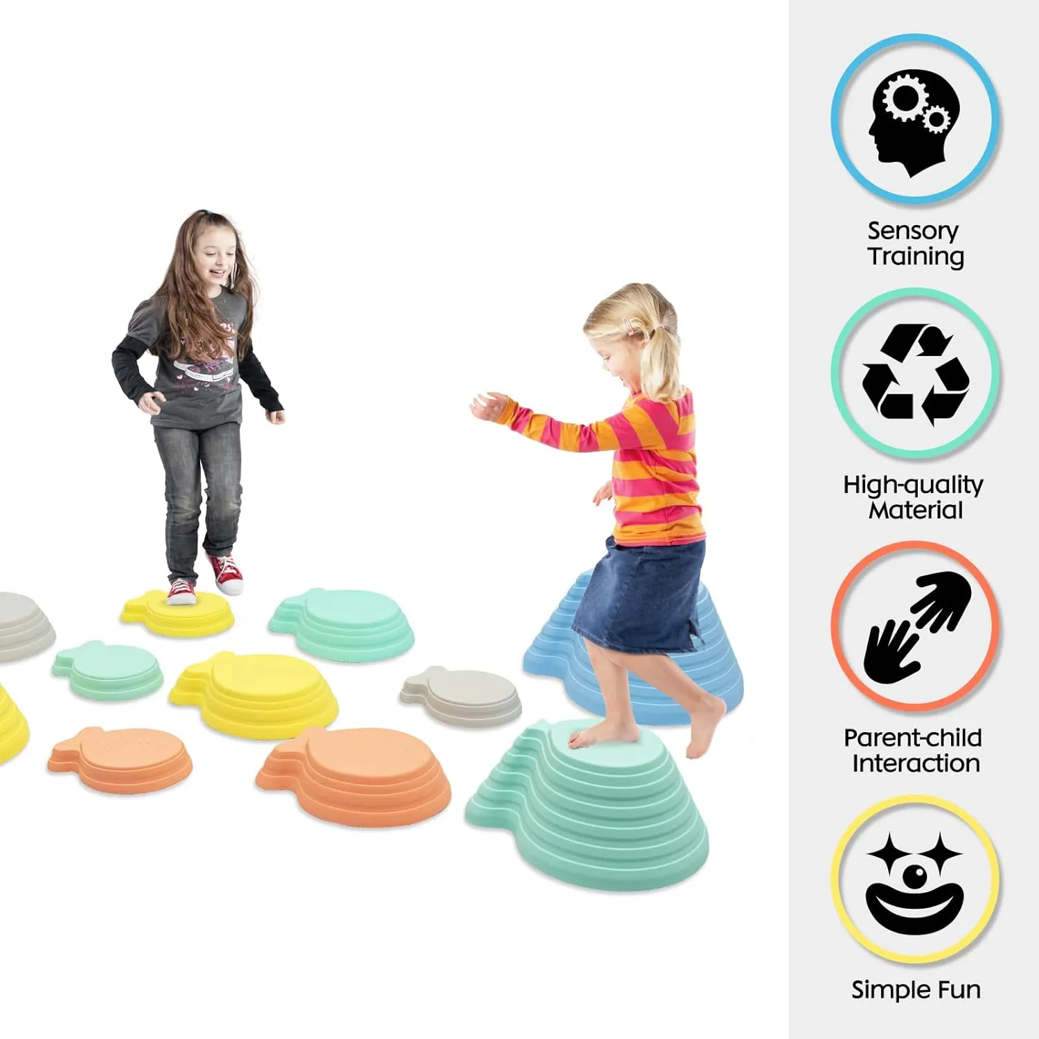 Sensory Play Equipment Toys Toddler Ages 3 4 5 6 7 8 Years Stepping Stones for Kids Stepping stuff depend nostalgia coat taut seriousness Stones Balance River Stones for Promoting Children's Coordination Skills 