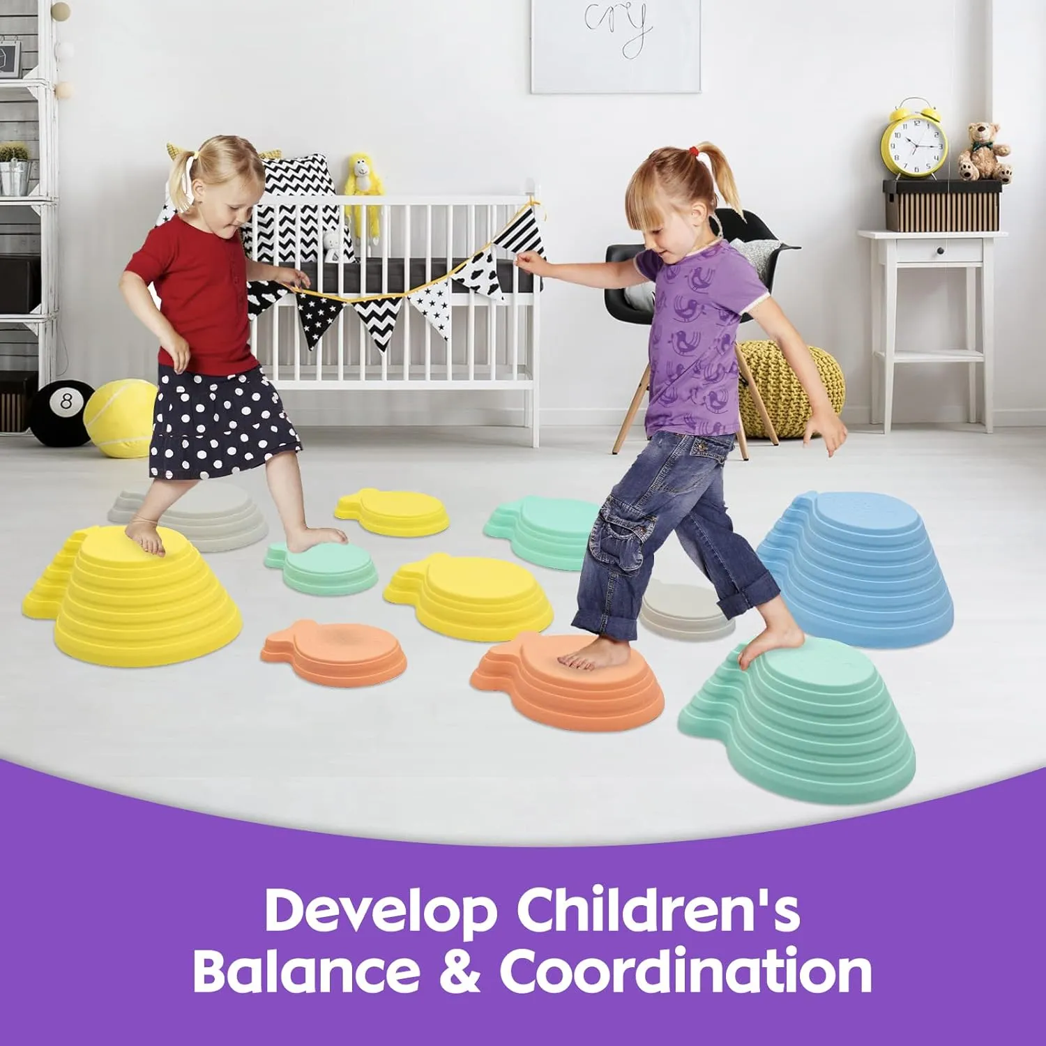 Sensory Play Equipment Toys Toddler Ages 3 4 5 6 7 8 Years Stepping Stones for Kids Stepping stuff depend nostalgia coat taut seriousness Stones Balance River Stones for Promoting Children's Coordination Skills 