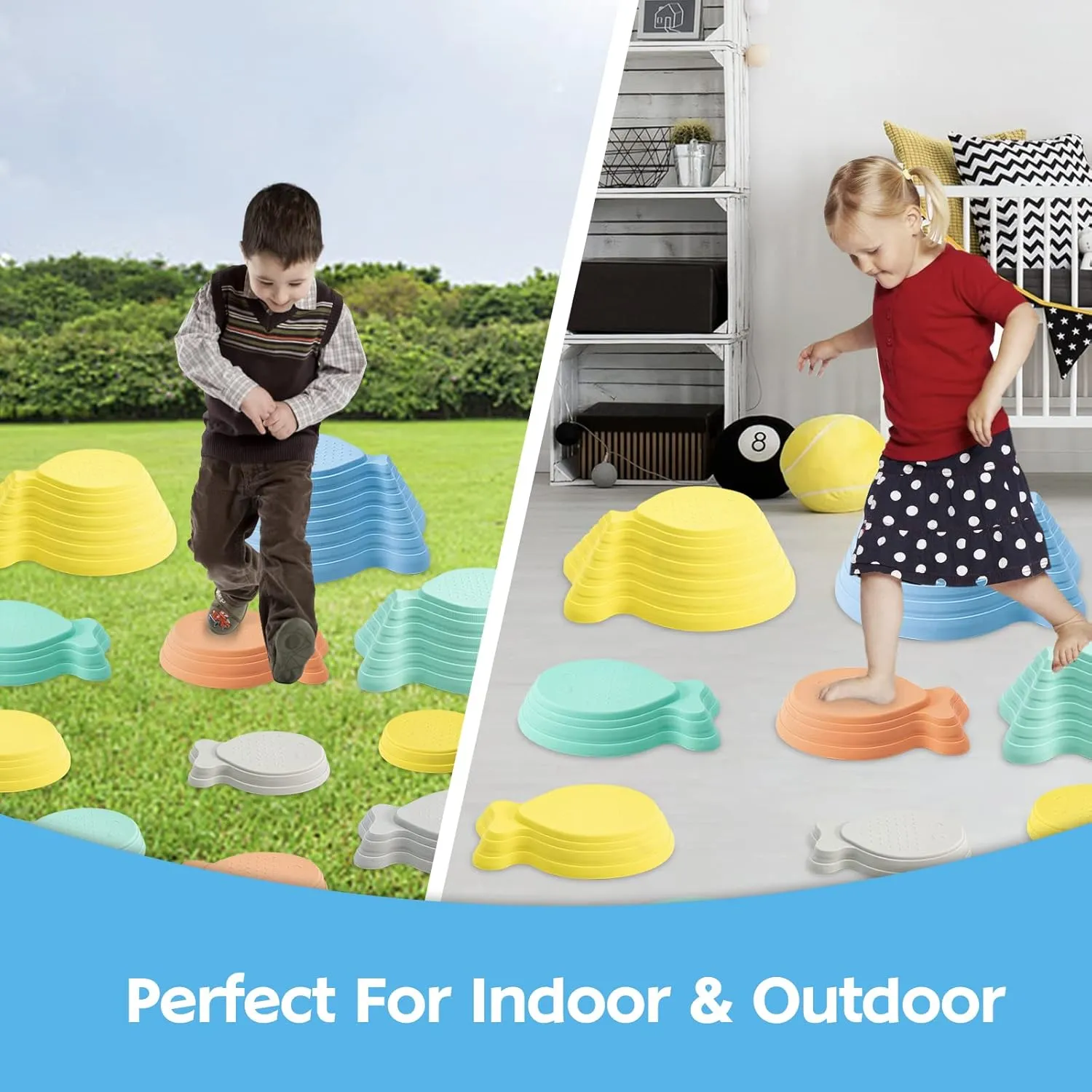 Sensory Play Equipment Toys Toddler Ages 3 4 5 6 7 8 Years Stepping Stones for Kids Stepping stuff depend nostalgia coat taut seriousness Stones Balance River Stones for Promoting Children's Coordination Skills 