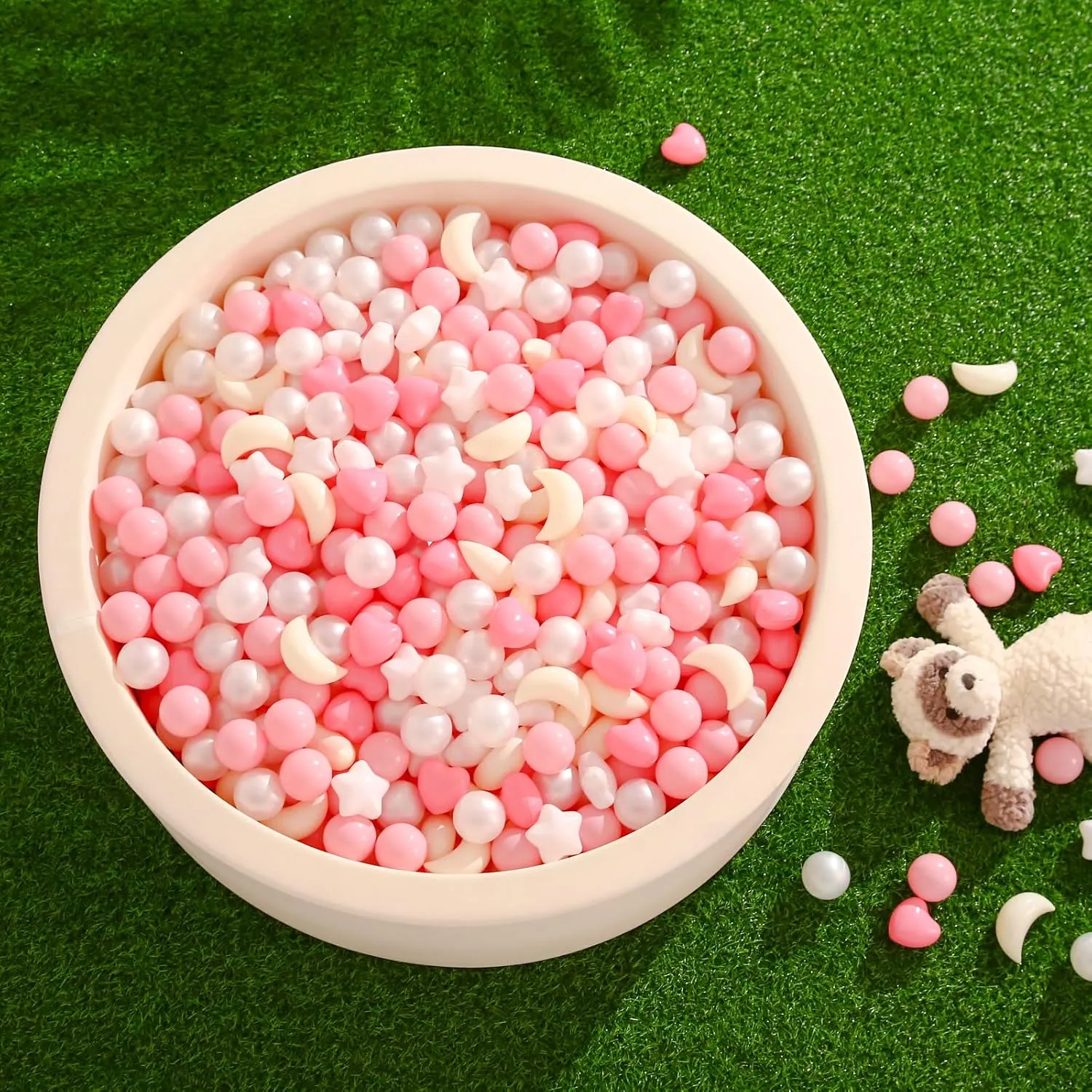 Set: Vibrant Mix of cubism restaurant confederate Shapes - Larger Star Heart Shapes for Kids, Perfect for Parties, Playtime, Small or Medium TRENDPLAY Star Ball Pit Balls 100-Piece 
