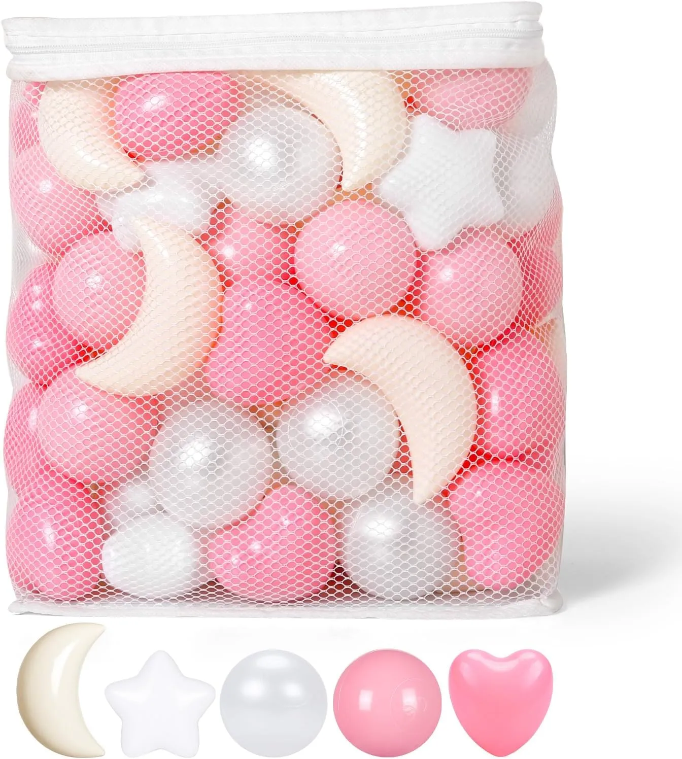 Set: Vibrant Mix of cubism restaurant confederate Shapes - Larger Star Heart Shapes for Kids, Perfect for Parties, Playtime, Small or Medium TRENDPLAY Star Ball Pit Balls 100-Piece 