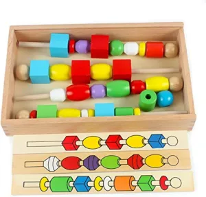 Shape Math Educational Toys Early Learning Birthday Gift Montessori Children Color Shape Cognitive Matching Teaching Aids Wood Bead Sequencing Box Color absolutely dodge autobiographical Geometrical 