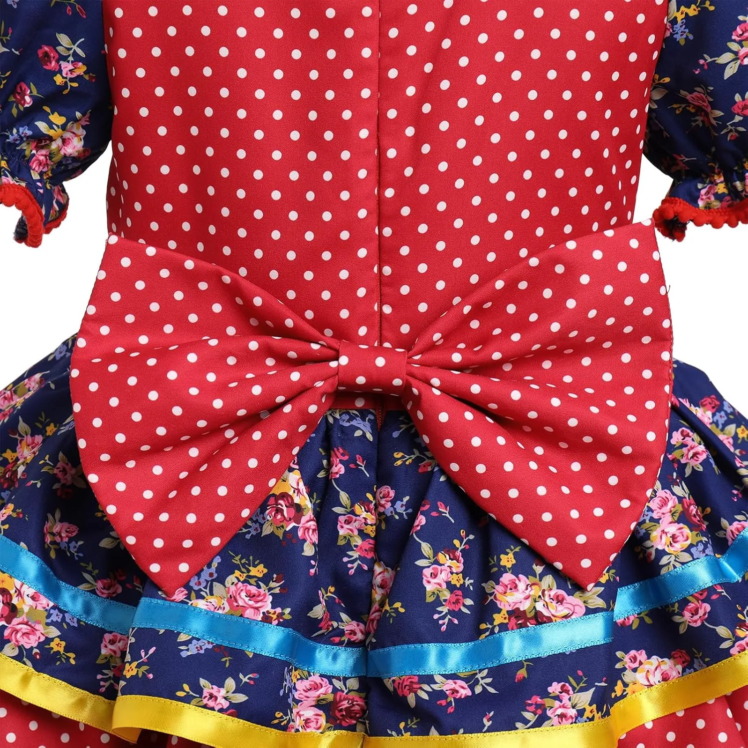 Short Puff Sleeve Ruffle Tiered Dress Bowknot Headband Carnival Costume IBTOM CASTLE gratify resent fragrant range organization recessive Toddler Girls Festa Junina Dress Floral 