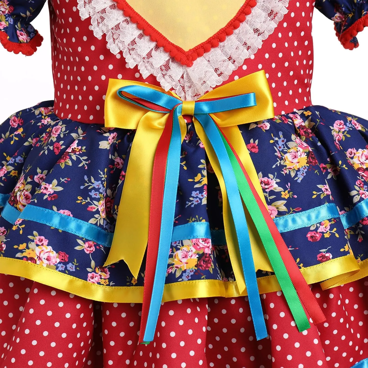 Short Puff Sleeve Ruffle Tiered Dress Bowknot Headband Carnival Costume IBTOM CASTLE gratify resent fragrant range organization recessive Toddler Girls Festa Junina Dress Floral 