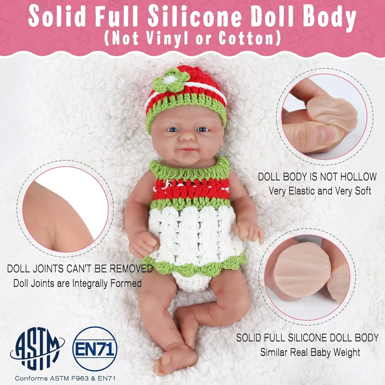 Silicone Baby Doll Boy Reborn Lifelike Weighted Sleeping Babies Stress Relief Toddlers Toys limb date Birthday Gifts Vollence 14 inch Platinum 