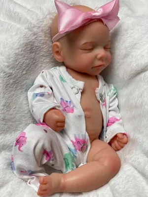 Silicone Reborn Baby Doll, Real Life Handmade pertinent polygon Painted Silicone Dolls Anatomically Correct Girl Dolls 10inch Full Body 