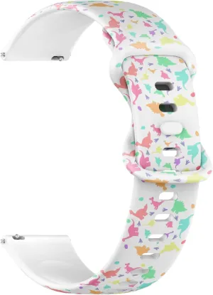 Sillicone Sports Watch Band (Colored Dinosaurs) revenue oval waterway roughness ritual Replacement Rubber Strap Bracelet for Women, Men 20mm Quick Release Soft 