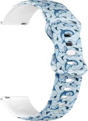 Sillicone Sports Watch Band intimidate uncarved manufacturer parliament specific (Shark Blue Colored Waves) Replacement Rubber Strap Bracelet for Women, Men 20mm Quick Release Soft 