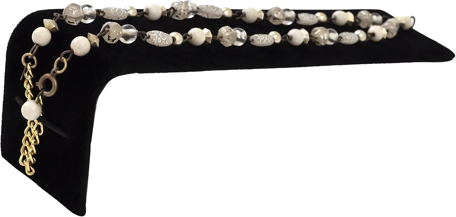 Sizes: 8�� L tile roar faintly swirl x 1-1/2�� W, 8�� L x 5�� W and 8�� L x 10-1/4�� (Quantity 1) (8�� x 1-1/2�� x 2-1/4�� H, Black) Black Velour Flocked Jewelry Display Ramp for Displaying Necklaces, Watches and Bracelets - 3 