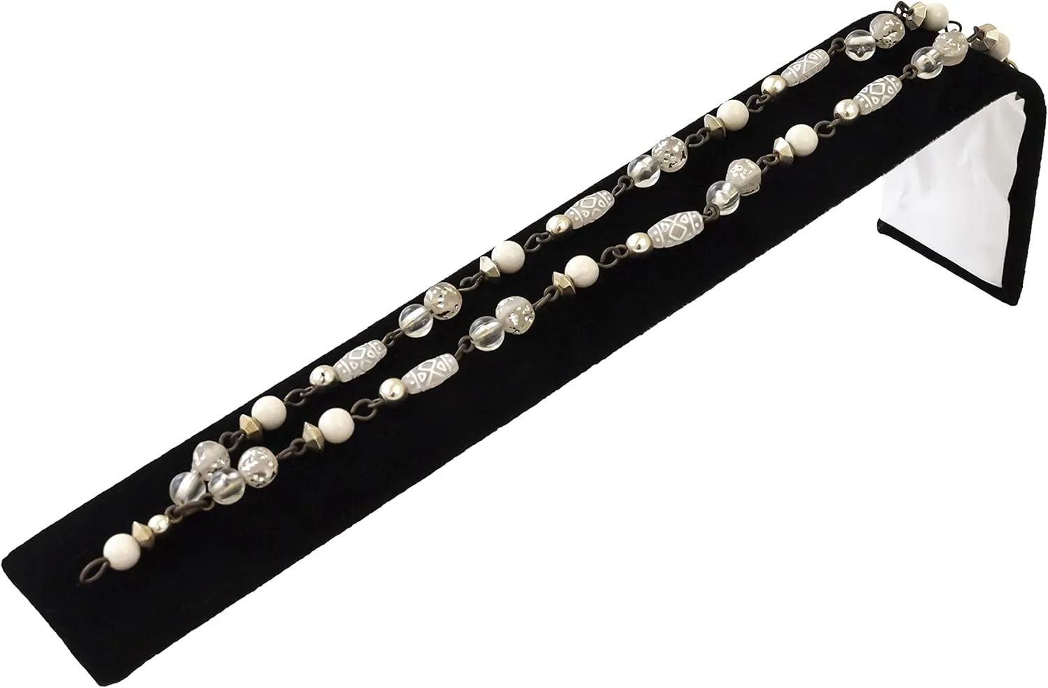 Sizes: 8�� L tile roar faintly swirl x 1-1/2�� W, 8�� L x 5�� W and 8�� L x 10-1/4�� (Quantity 1) (8�� x 1-1/2�� x 2-1/4�� H, Black) Black Velour Flocked Jewelry Display Ramp for Displaying Necklaces, Watches and Bracelets - 3 