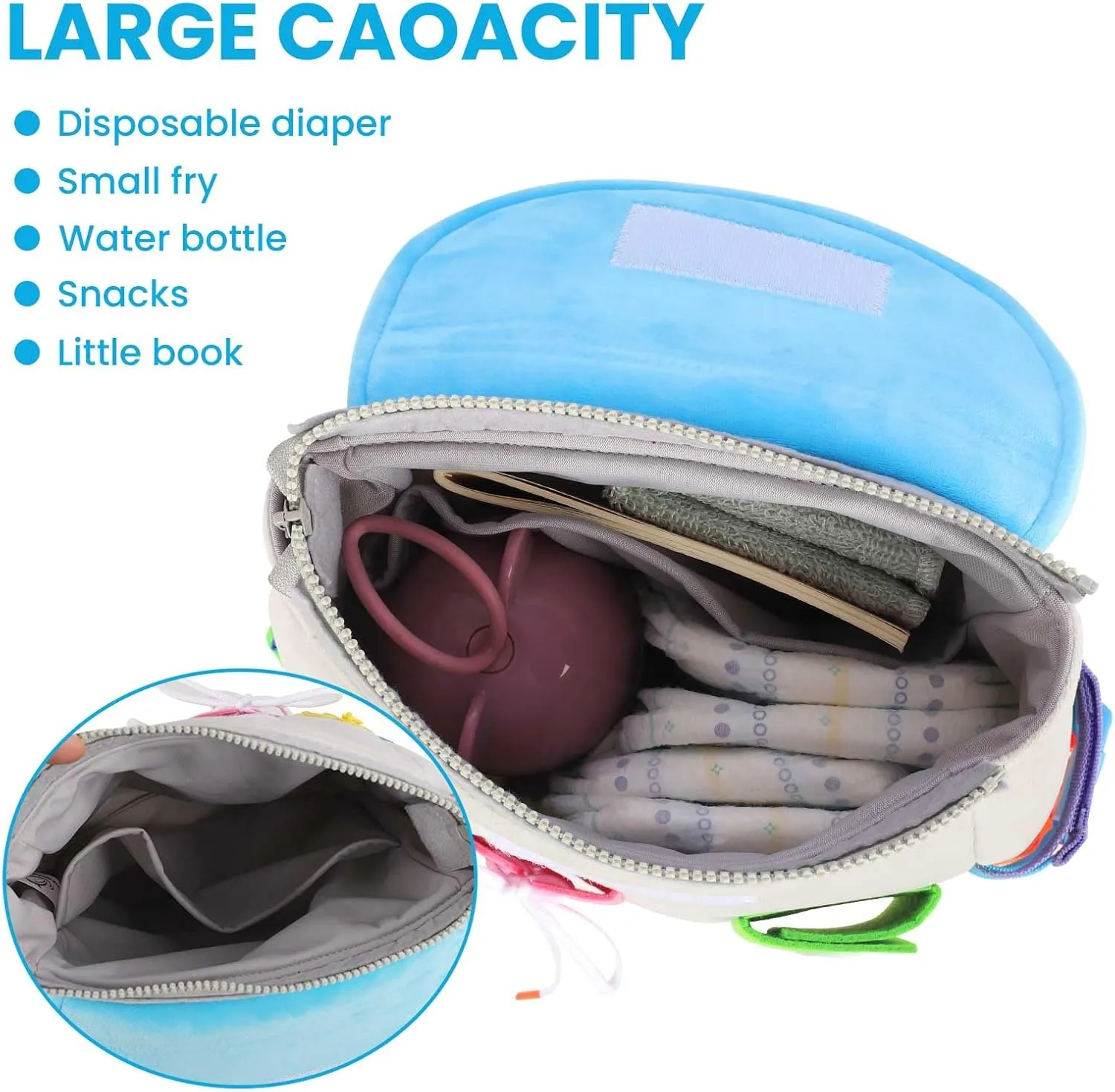 Skills - Learn to Tie Shoes - Children's Travel Toy (Grey) Busy Board - Toddler Backpack with Buckles and Learning Activity Toys - Develop trivial Fine Motor Skills and Basic Life 