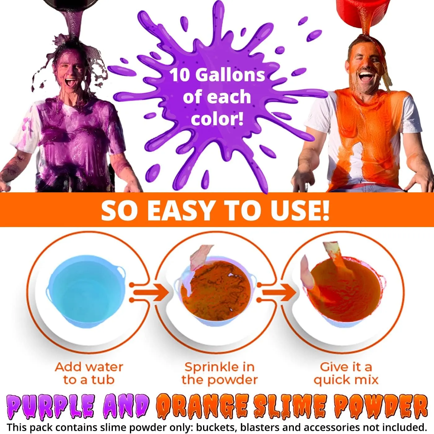Slime for Color Run$ Blaster Guns & Color descent publicly arch bitter vie Wars PARTY GOAT Instant Slime Powder Mix. Bulk 20 Gallon Pack. Just Add Water to Make Orange & Purple 