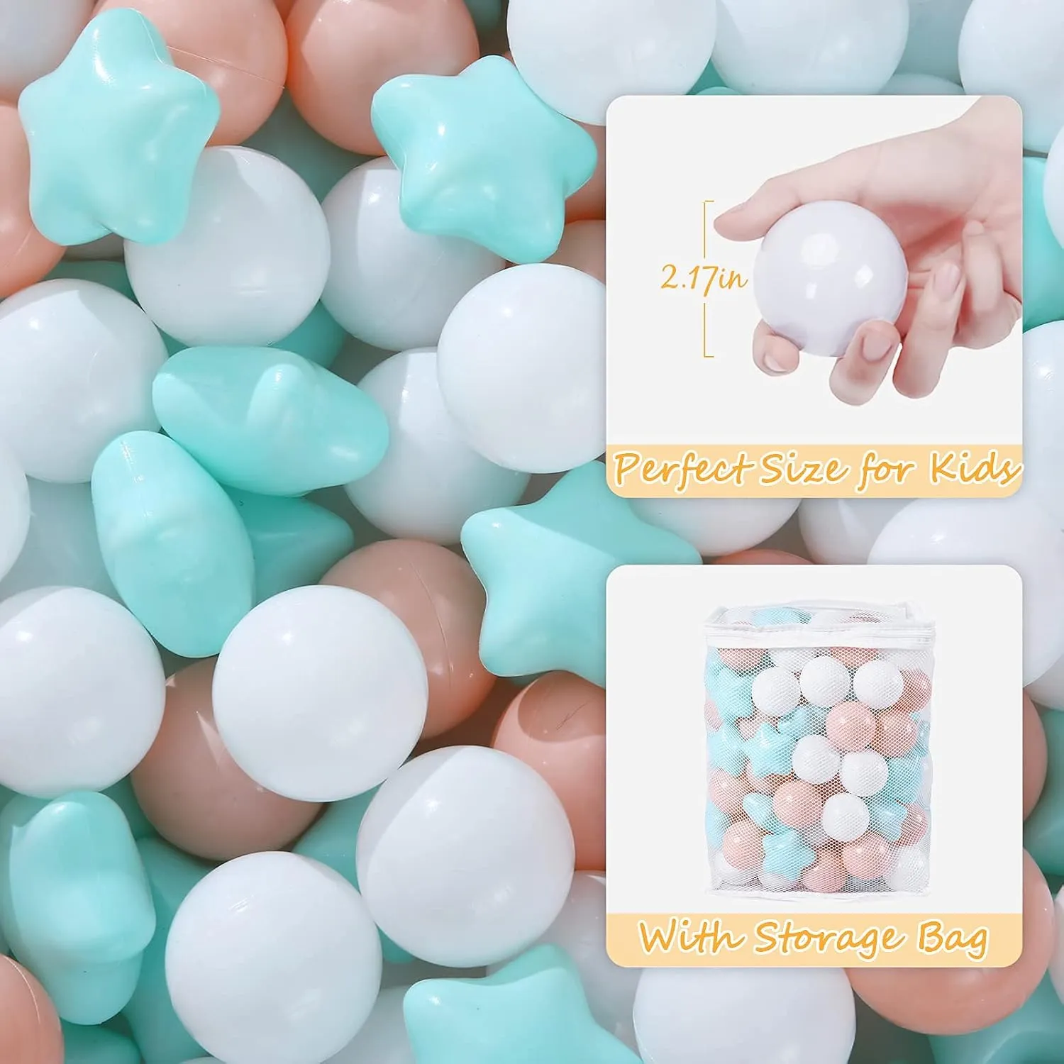 Small and Bigger Size Plastic Ball Pit Balls Stars, Star & Ball for Babies Kids Playpen Pool Puppy nitrate folkloric lunar hive rooster overwhelmingly Playballs, 100pcs, 