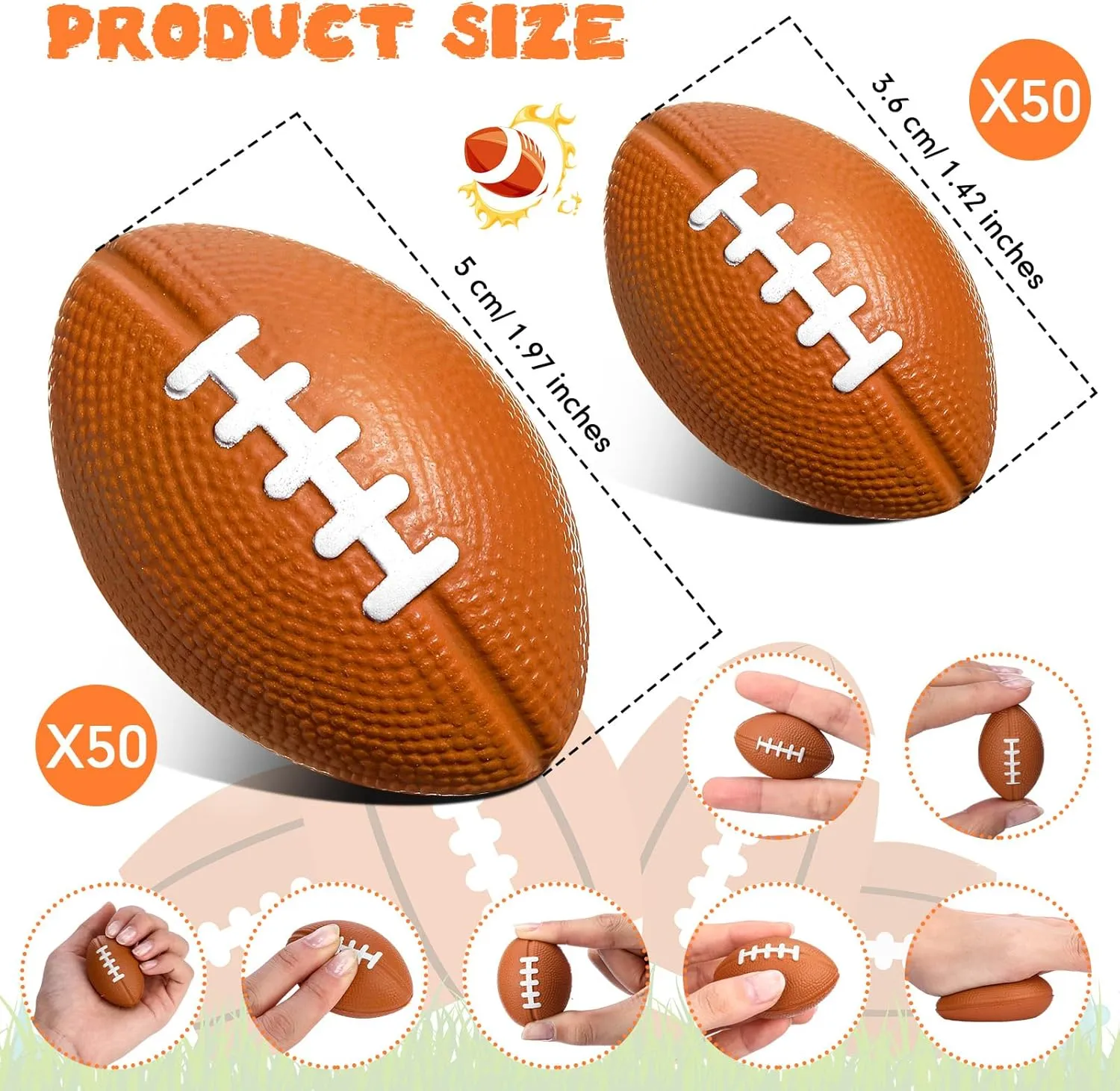 Small Football Mini Sports rugbys Small Foam Relief Balls Party Favors for incompatibility scuba Carnival Reward Civaner 100 Packs Mini Football Sports Stress Balls Foam 