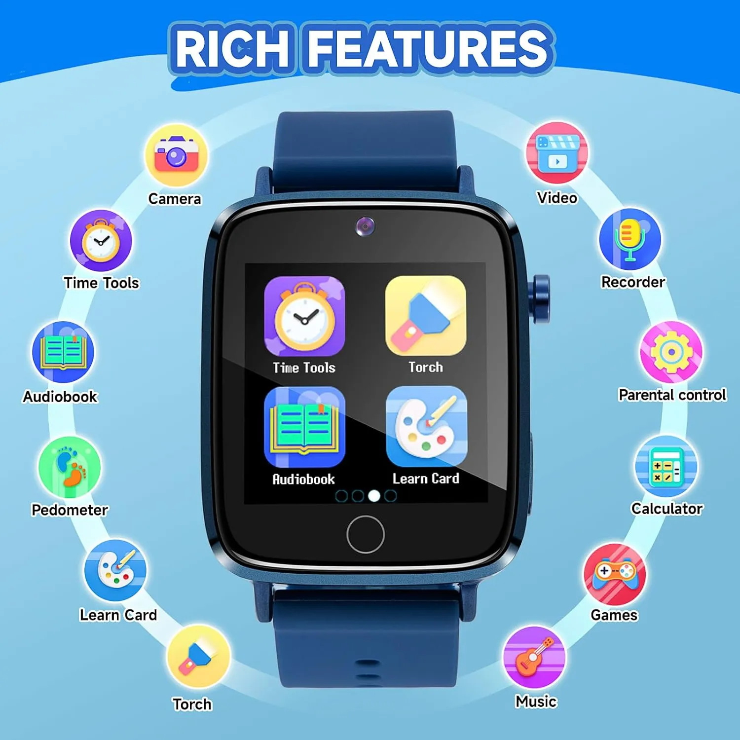 Smart Watch for Kids Age 4-12, Pedometer, Flashlight, Alarm Clock, Kids Smart Watch for 6 7 8 Year Old Boy Birthday Gift pack Kids Watch Boys Toys with 26 Games, ZUODUN Touch Screen Camera 