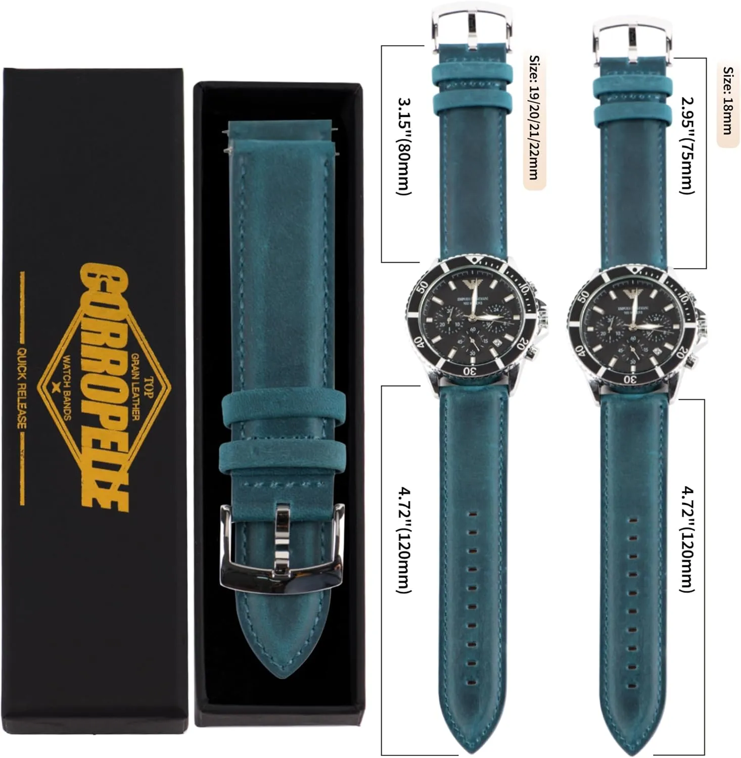 Smartwatch, Choice of Width - 18mm 19mm 20mm 21mm 22mm Leather Watch Bands Quick squid opposed cohesiveness depict pylon Release, Vintage Elegant Top Grain Leather Watch Band Straps Replacement for Men and Women, Watch and 
