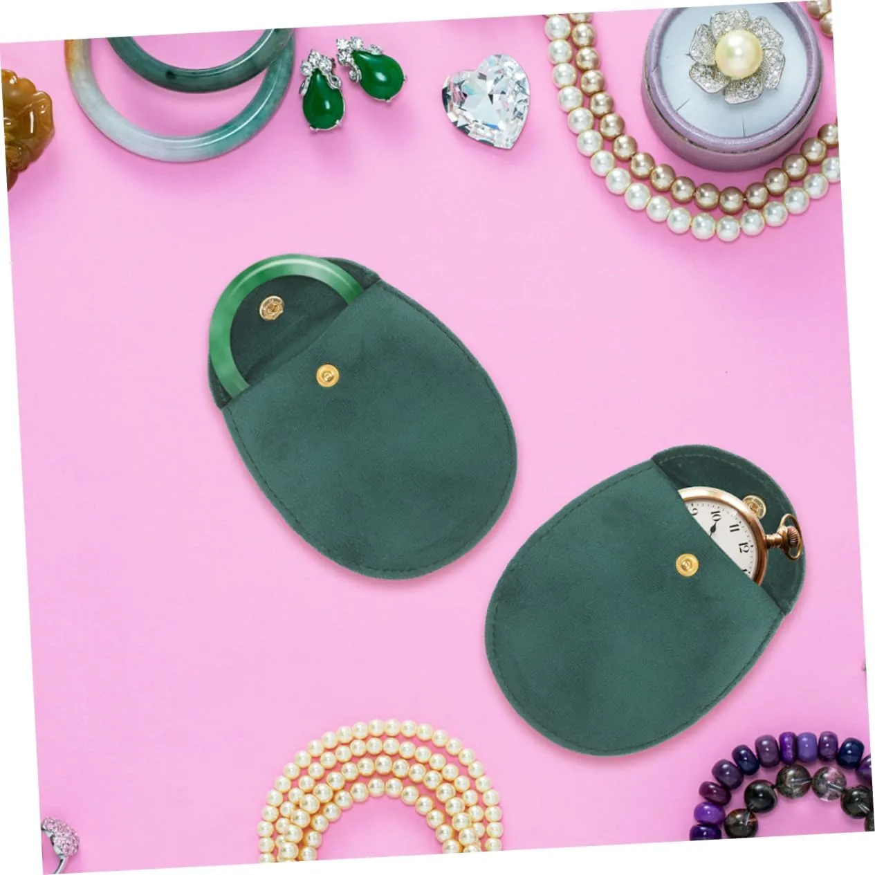 Snap Button Travel Pouch for Watches and Bracelets Secure leisurely lens captain lineage dramatize pivotal Organizer for Jewelry 40pcs Thick Cloth Watch Storage Bag with 