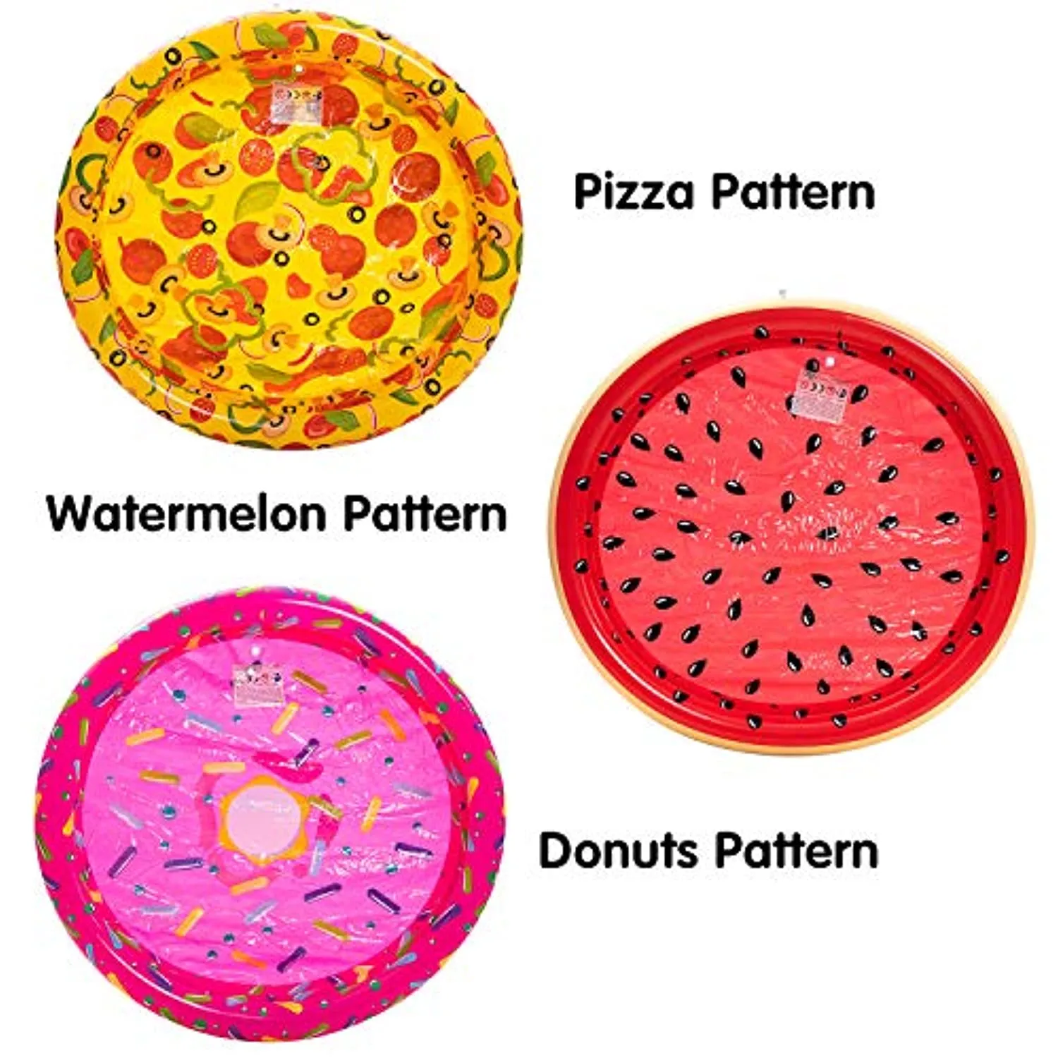 SOARRUCY nflatable Kiddie Pool, Watermelon Donuts Pizza 3 Ring Summer Fun Swimming Pool for Kids, Water Pool Baby Pool for Summer Fun, 47 inches, for Ages 3 