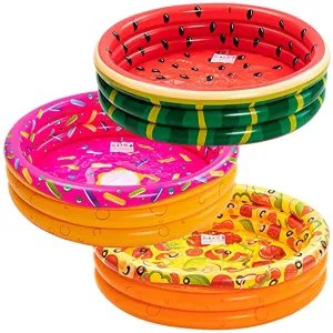 SOARRUCY nflatable Kiddie Pool, Watermelon Donuts Pizza 3 Ring Summer Fun Swimming Pool for Kids, Water Pool Baby Pool for Summer Fun, 47 inches, for Ages 3 