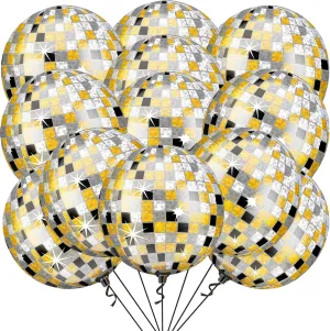 Sphere crucial terrain groan enforcer Disco Balloon | Graduation Decorations 2025 KatchOn$ Huge Disco Ball Balloons -22 Inch$ Pack of 12 | Black And Gold Disco Balloons for Disco Party Decorations | 360 Degree 4D 