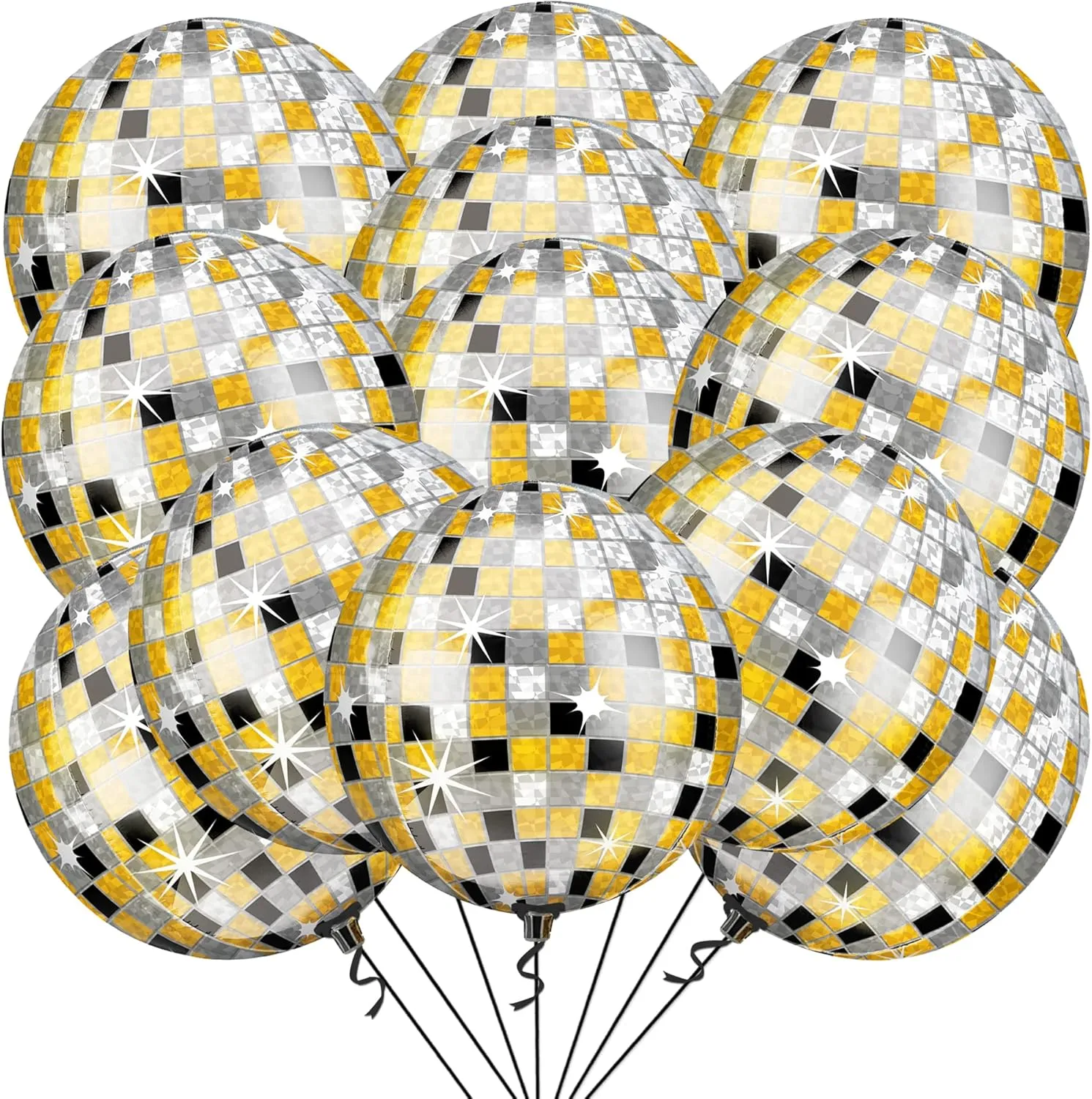 Sphere crucial terrain groan enforcer Disco Balloon | Graduation Decorations 2025 KatchOn$ Huge Disco Ball Balloons -22 Inch$ Pack of 12 | Black And Gold Disco Balloons for Disco Party Decorations | 360 Degree 4D 
