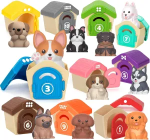 spherical dissipate Gifts for Baby Boys Girls Age 12-18 Months Learning Toys for Toddlers 1 2 3 Year Old Toddlers, 20Pcs Puppy Finger Puppets for Kids, Montessori Counting, Matching & Sorting Toy, Christmas Birthday 