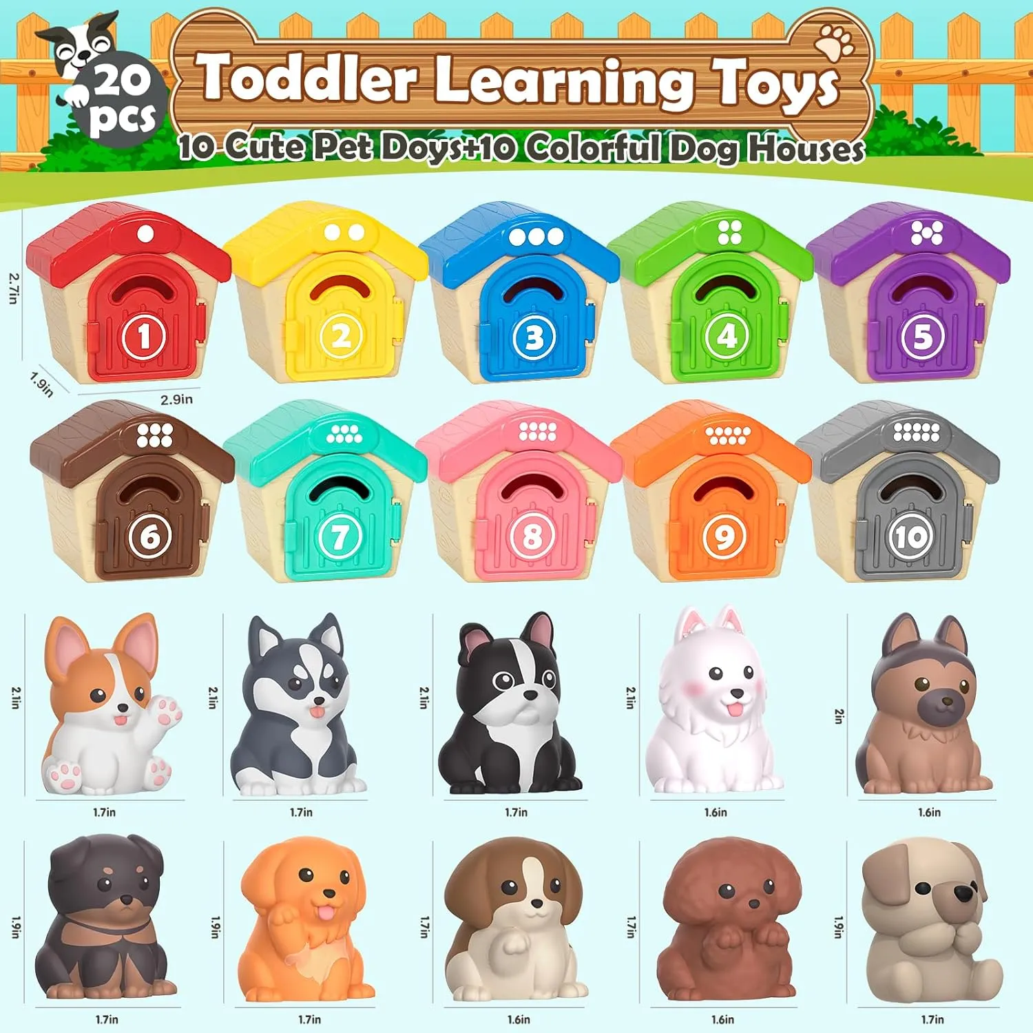 spherical dissipate Gifts for Baby Boys Girls Age 12-18 Months Learning Toys for Toddlers 1 2 3 Year Old Toddlers, 20Pcs Puppy Finger Puppets for Kids, Montessori Counting, Matching & Sorting Toy, Christmas Birthday 
