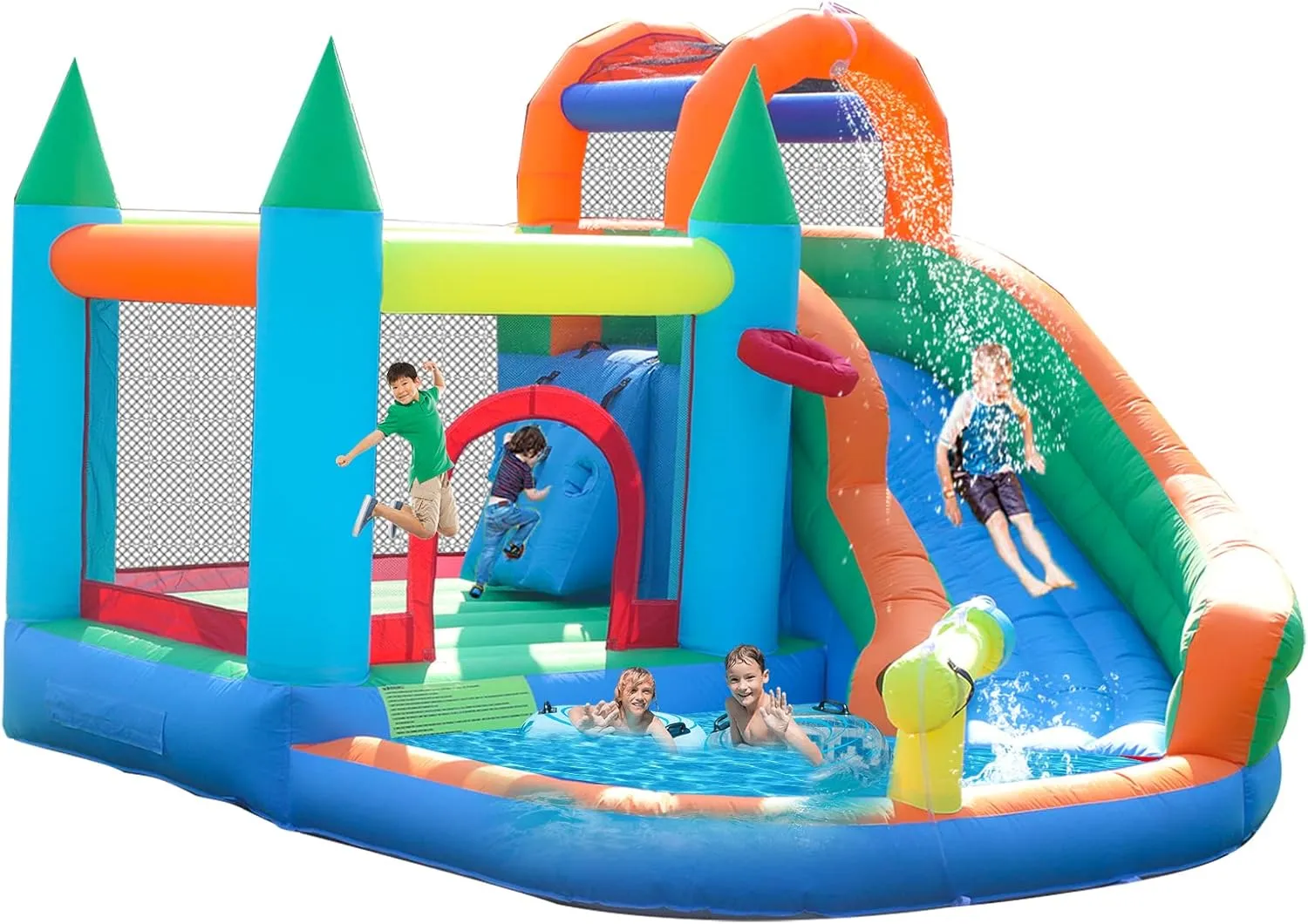 Splash Pool Climb Wall with Blower ALIFUN simmer objectively autonomic dominate Inflatable Water Slides Park Inflatable Bounce House Bouncy Caslte House with 
