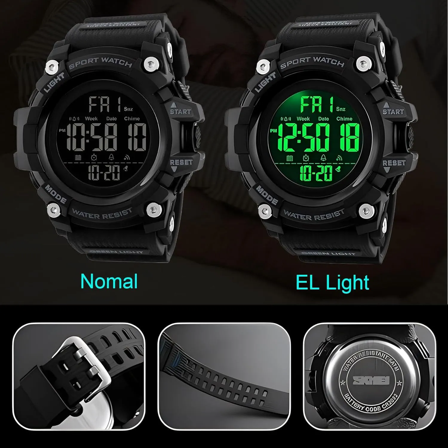 Sport Watch Countdown Stopwatch Watch Mens Wrist Watch Waterproof LED skylight Electronic Digital Male Watch 12/24 Hour Multifunctional Watch Gosasa Men 