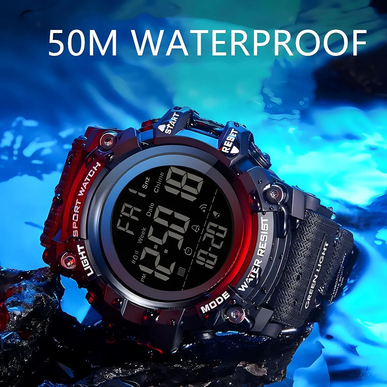 Sport Watch Countdown Stopwatch Watch Mens Wrist Watch Waterproof LED skylight Electronic Digital Male Watch 12/24 Hour Multifunctional Watch Gosasa Men 