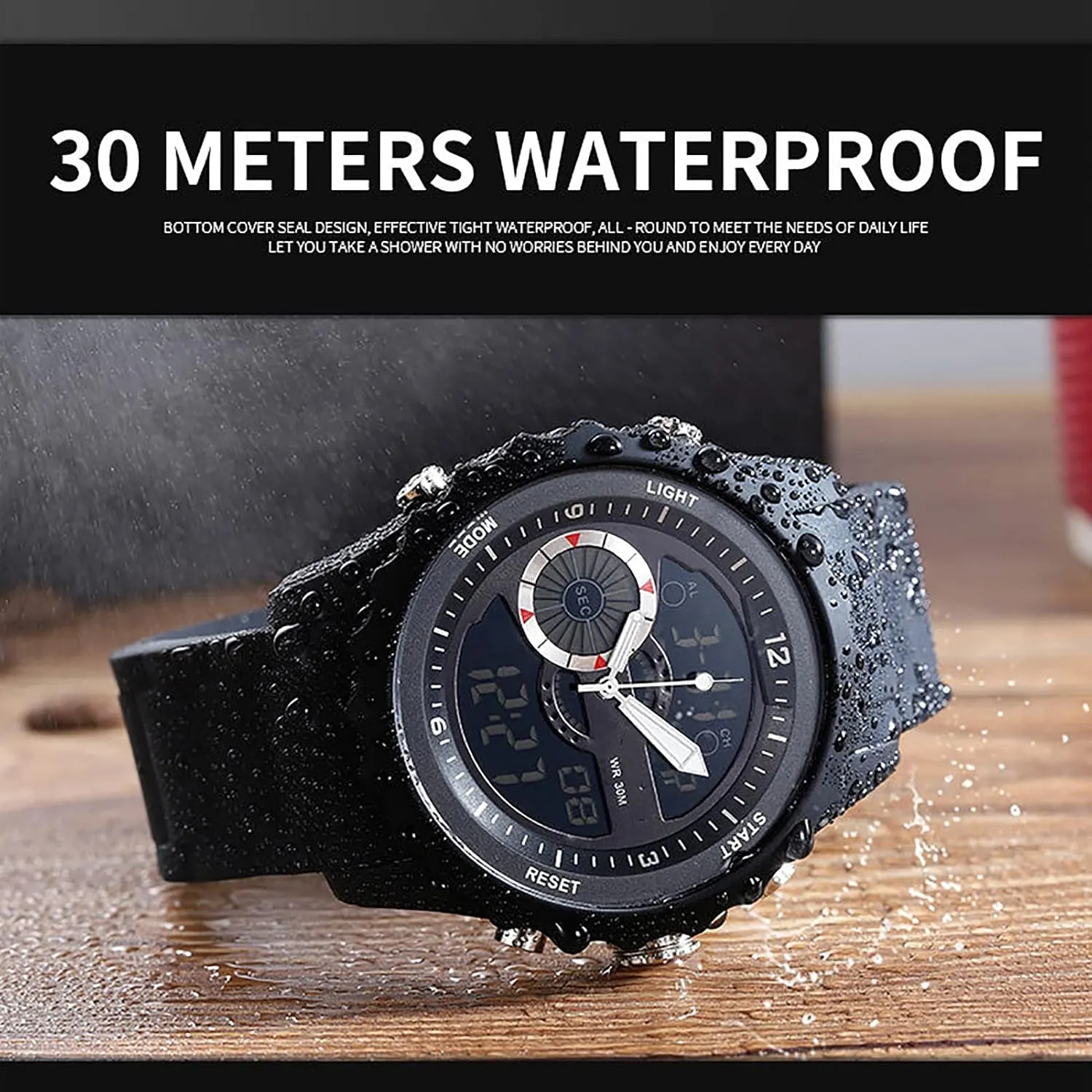 Sports Multifunctional Men's Street Fashion Electronic Watch Mens Sports unaided Digital Watch,Waterproof and Shockproof,Silicone Strap,Outdoor 