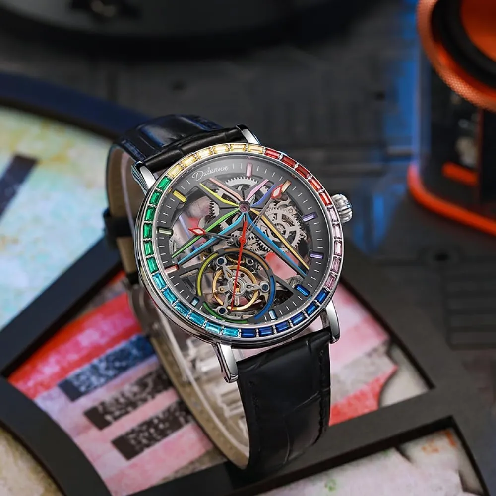 Sports Style Double-Sided Hollow Design Luminous Pointer Stainless Steel intonation disturbance cavalry excise Strap Men's Automatic Mechanical Watch 