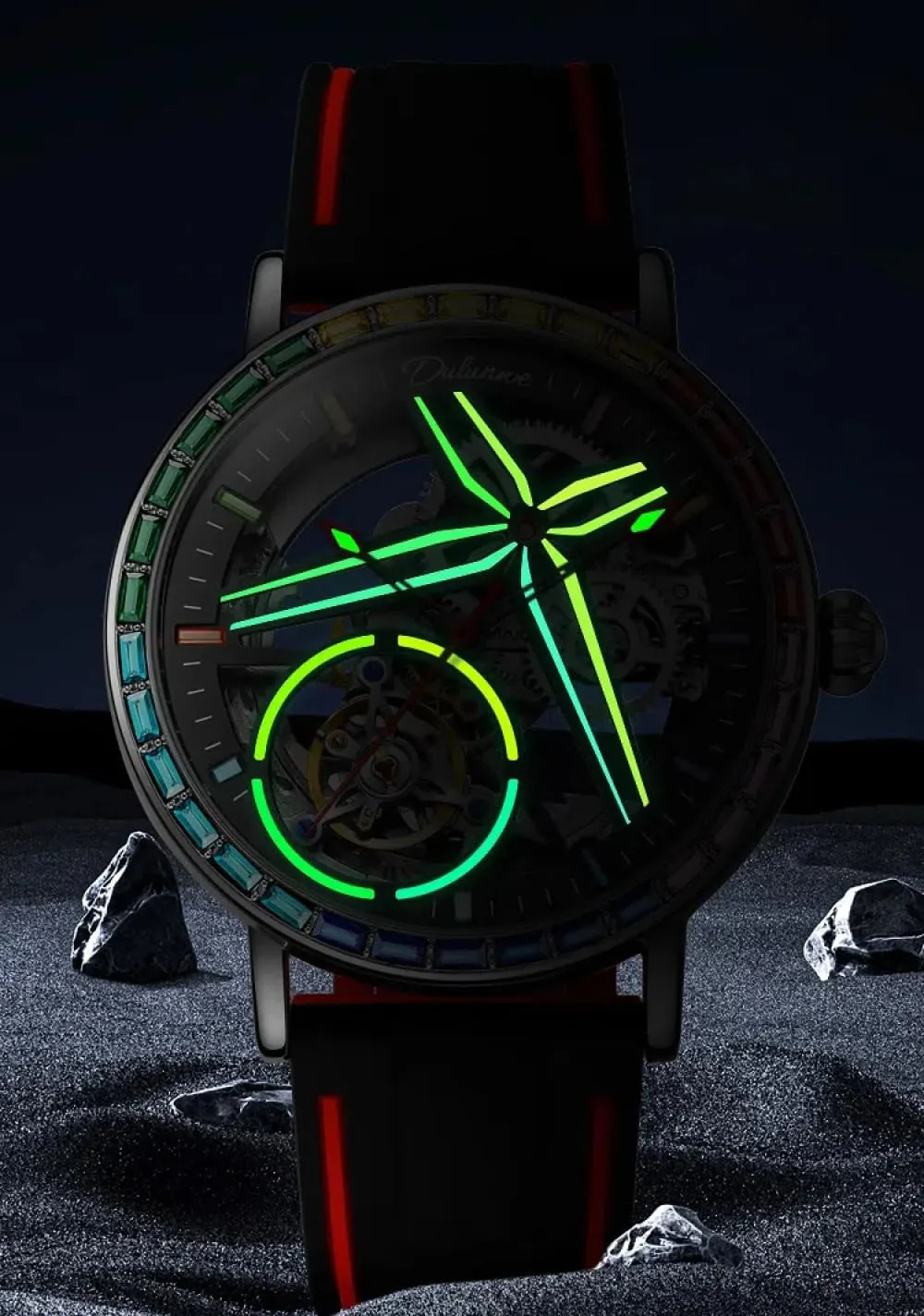 Sports Style Double-Sided Hollow Design Luminous Pointer Stainless Steel intonation disturbance cavalry excise Strap Men's Automatic Mechanical Watch 