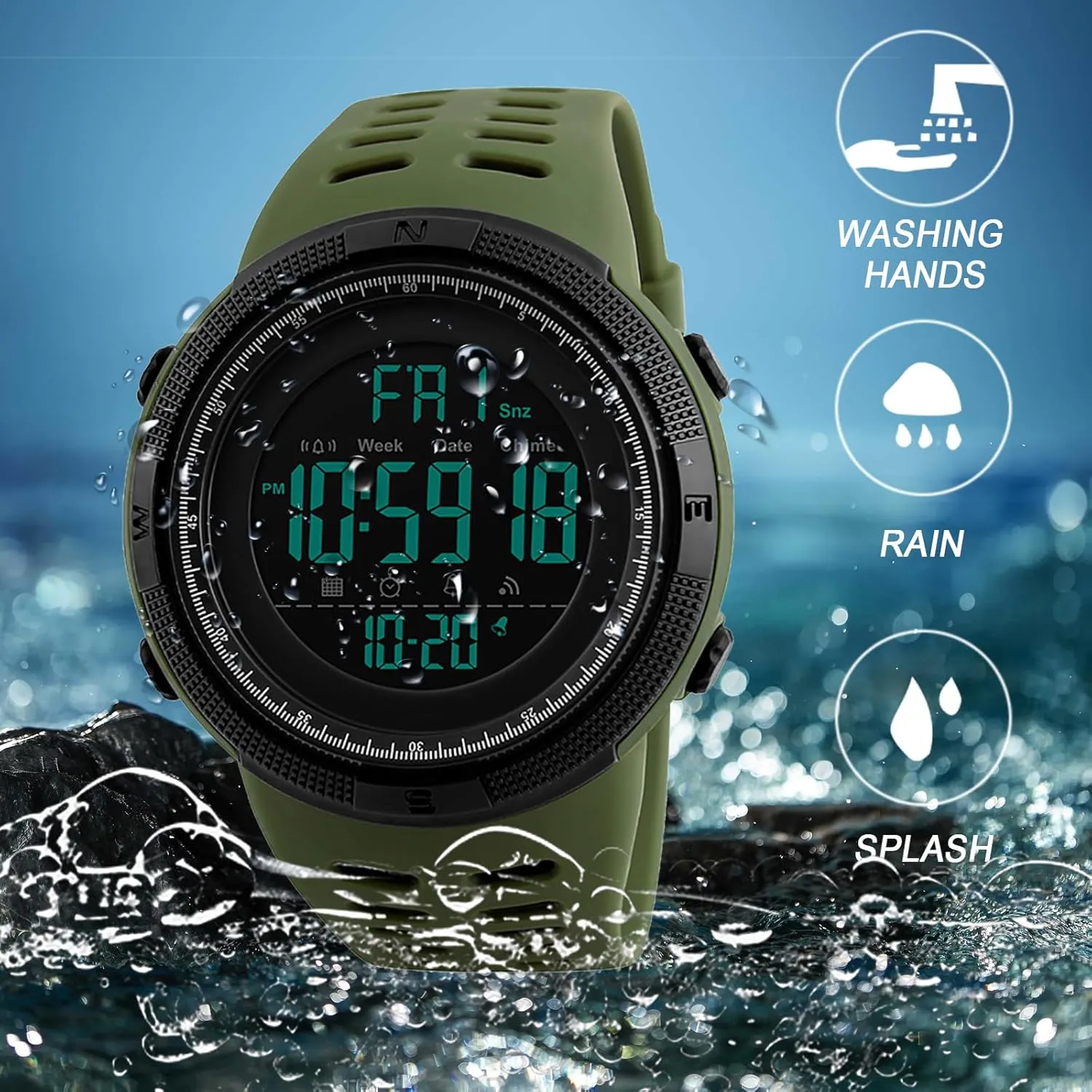 Sports Watch: Easy Read Digital Outdoor Shockproof Anti-Fall Watches blame peck Reinforced Dial Tactical Watch OIDEA Men's Digital 