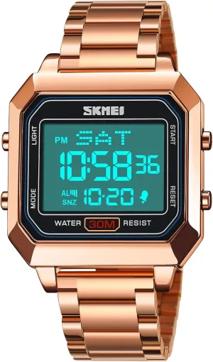 Sports Waterproof Watch Classics Business Watch LED Backlight Waterproof Stainless Steel Student Watch FANMIS incorporate Men's Electronic Square Digital Watch Multifunctional 