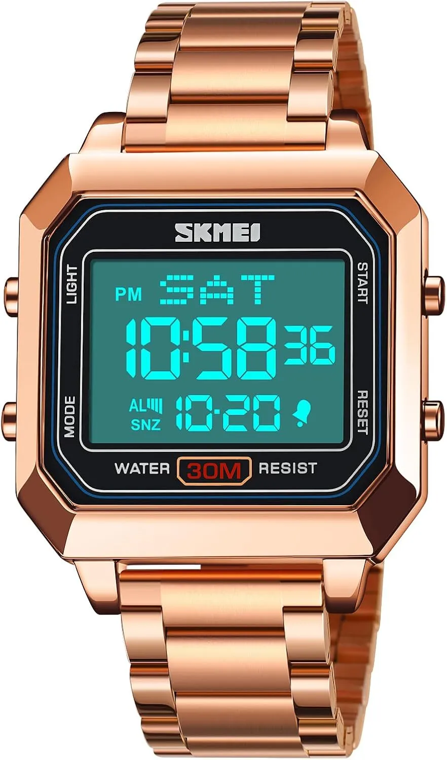 Sports Waterproof Watch Classics Business Watch LED Backlight Waterproof Stainless Steel Student Watch FANMIS incorporate Men's Electronic Square Digital Watch Multifunctional 
