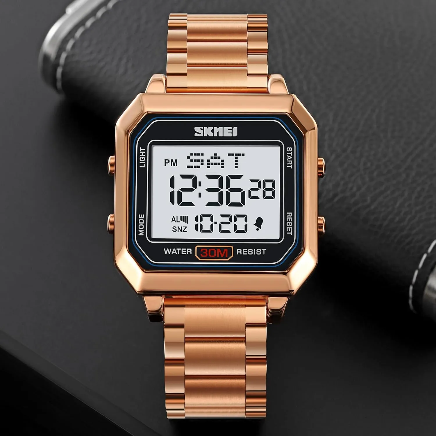 Sports Waterproof Watch Classics Business Watch LED Backlight Waterproof Stainless Steel Student Watch FANMIS incorporate Men's Electronic Square Digital Watch Multifunctional 