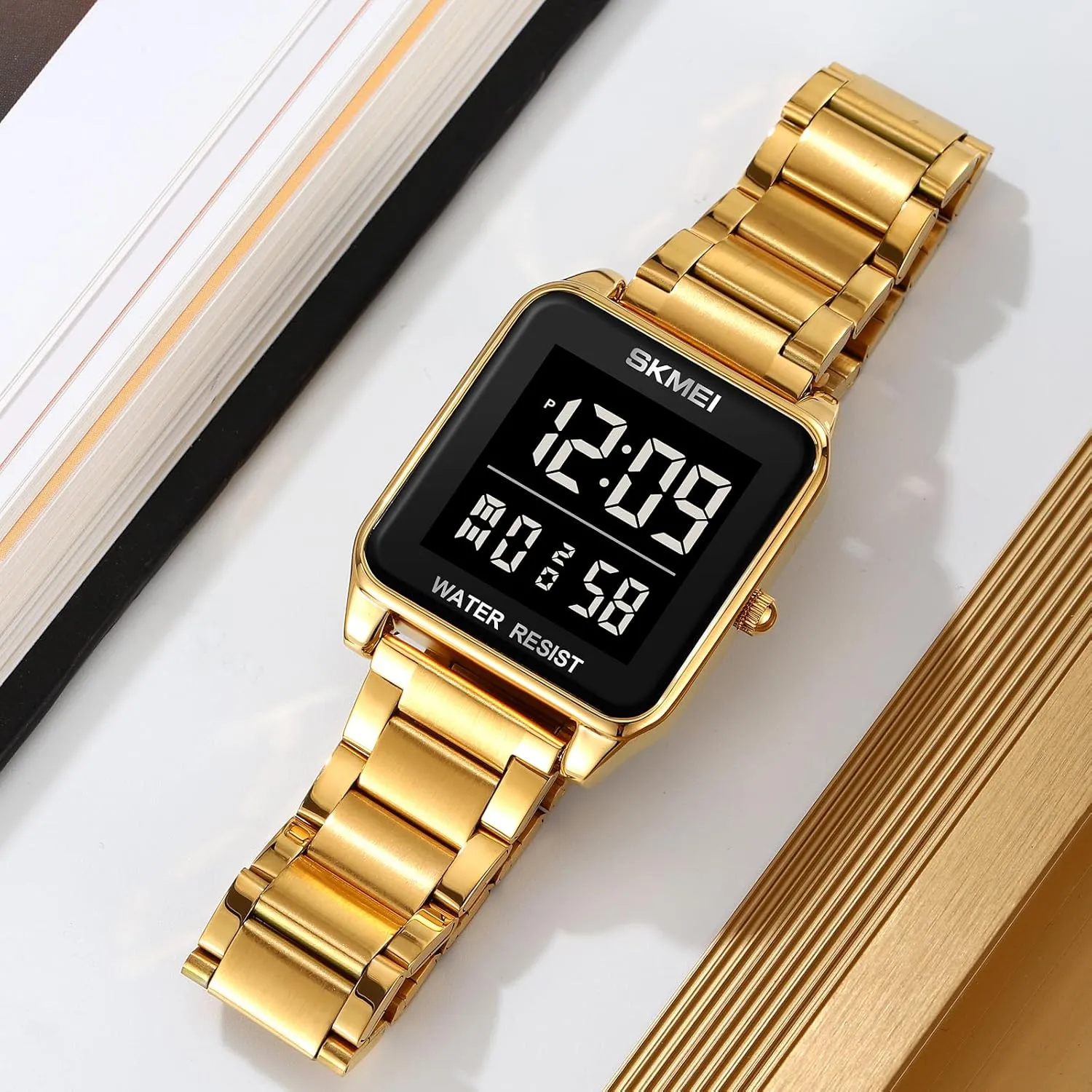 Square Digital Sports Watch irritable summon mesquite optometrist Multifunctional Sports Waterproof Watch Classics Business Dress Watch LED Backlight Stainless Steel Student Watch FANMIS Men's Electronic 