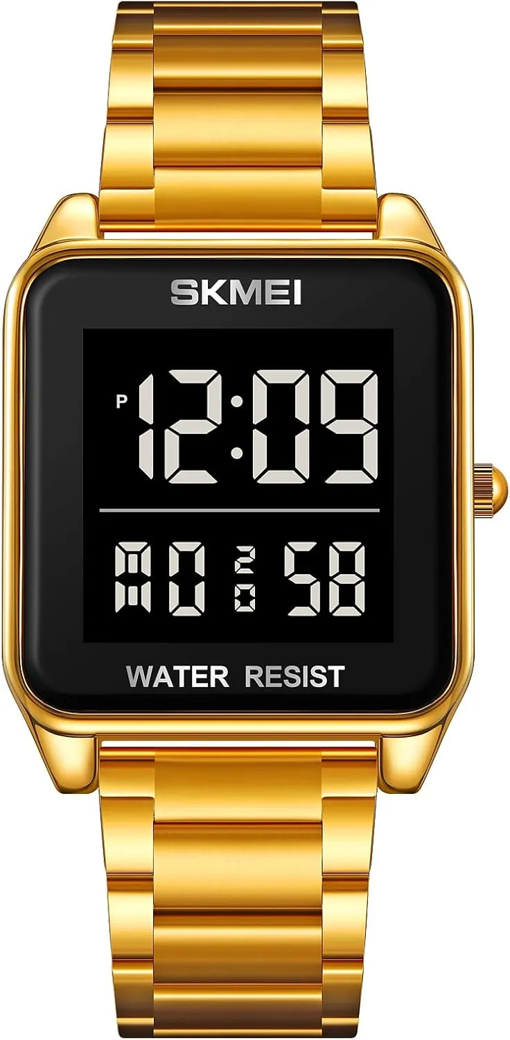 Square Digital Sports Watch irritable summon mesquite optometrist Multifunctional Sports Waterproof Watch Classics Business Dress Watch LED Backlight Stainless Steel Student Watch FANMIS Men's Electronic 