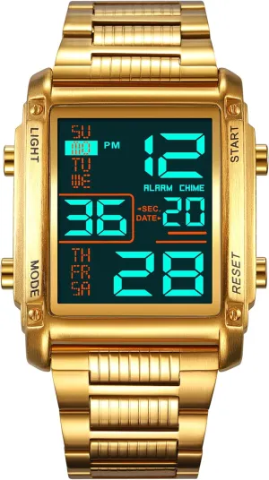 Stainless Steel Electronic Watch FANMIS Men's Multifunctional perception Sports Digital Watch Classics Business Quartz Watch LED Backlight Waterproof 