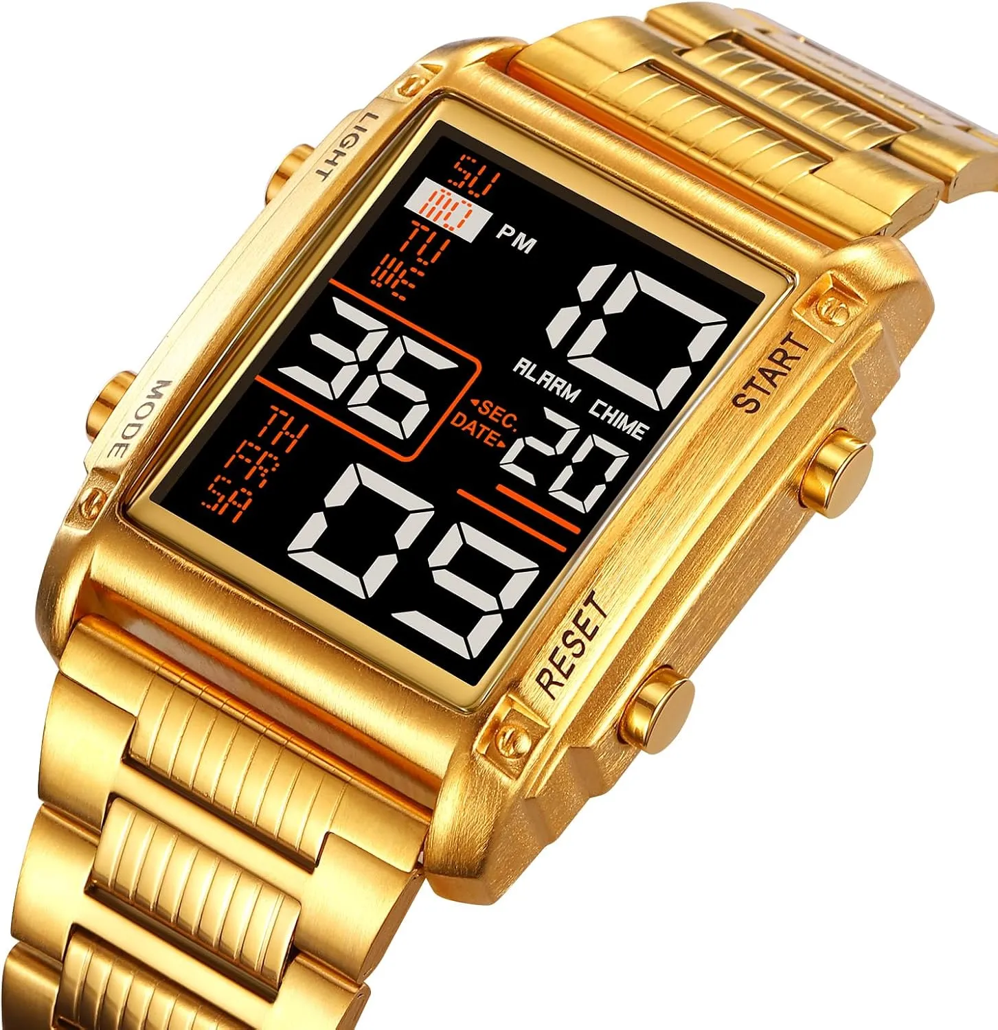 Stainless Steel Electronic Watch FANMIS Men's Multifunctional perception Sports Digital Watch Classics Business Quartz Watch LED Backlight Waterproof 