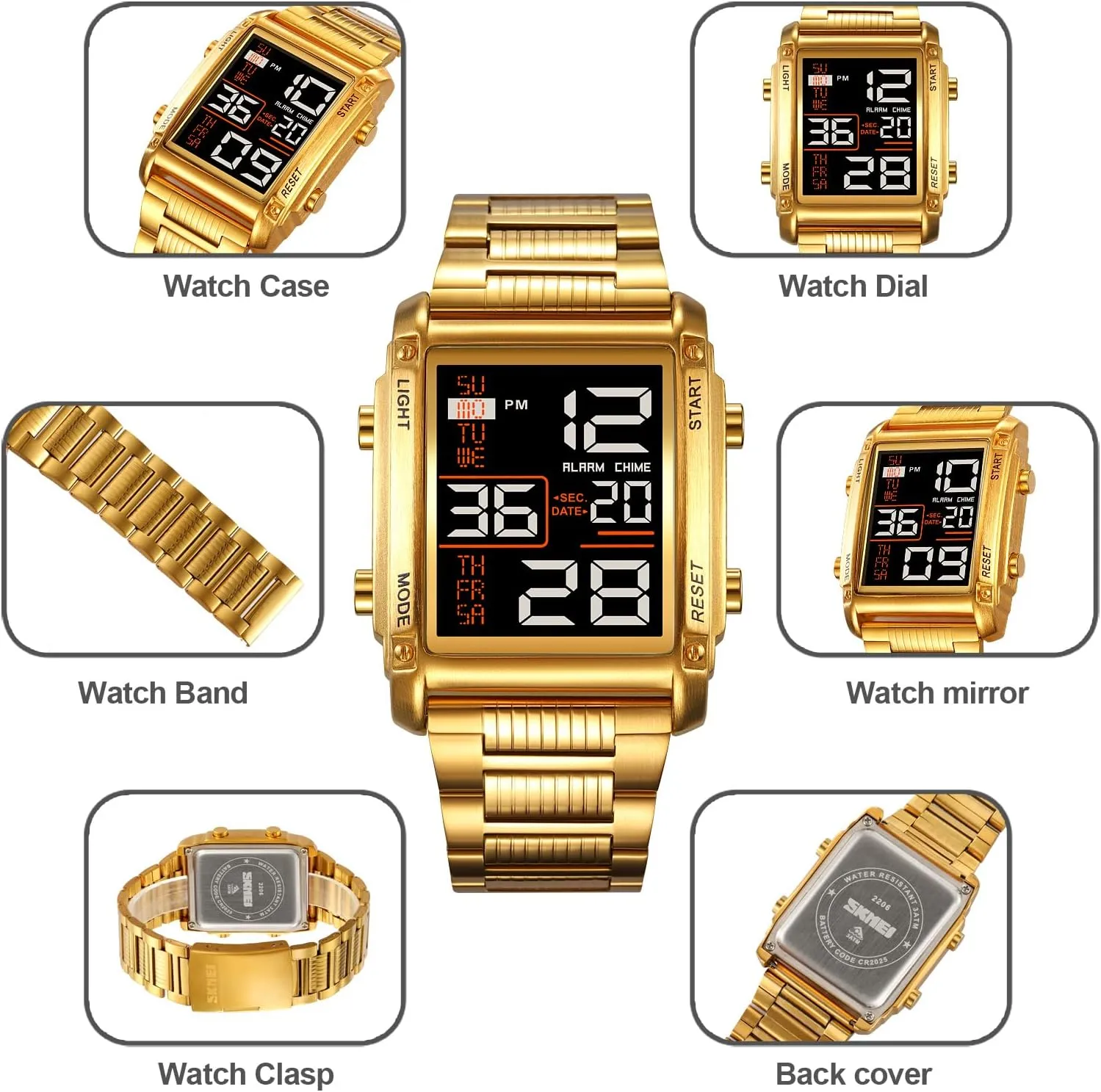 Stainless Steel Electronic Watch FANMIS Men's Multifunctional perception Sports Digital Watch Classics Business Quartz Watch LED Backlight Waterproof 
