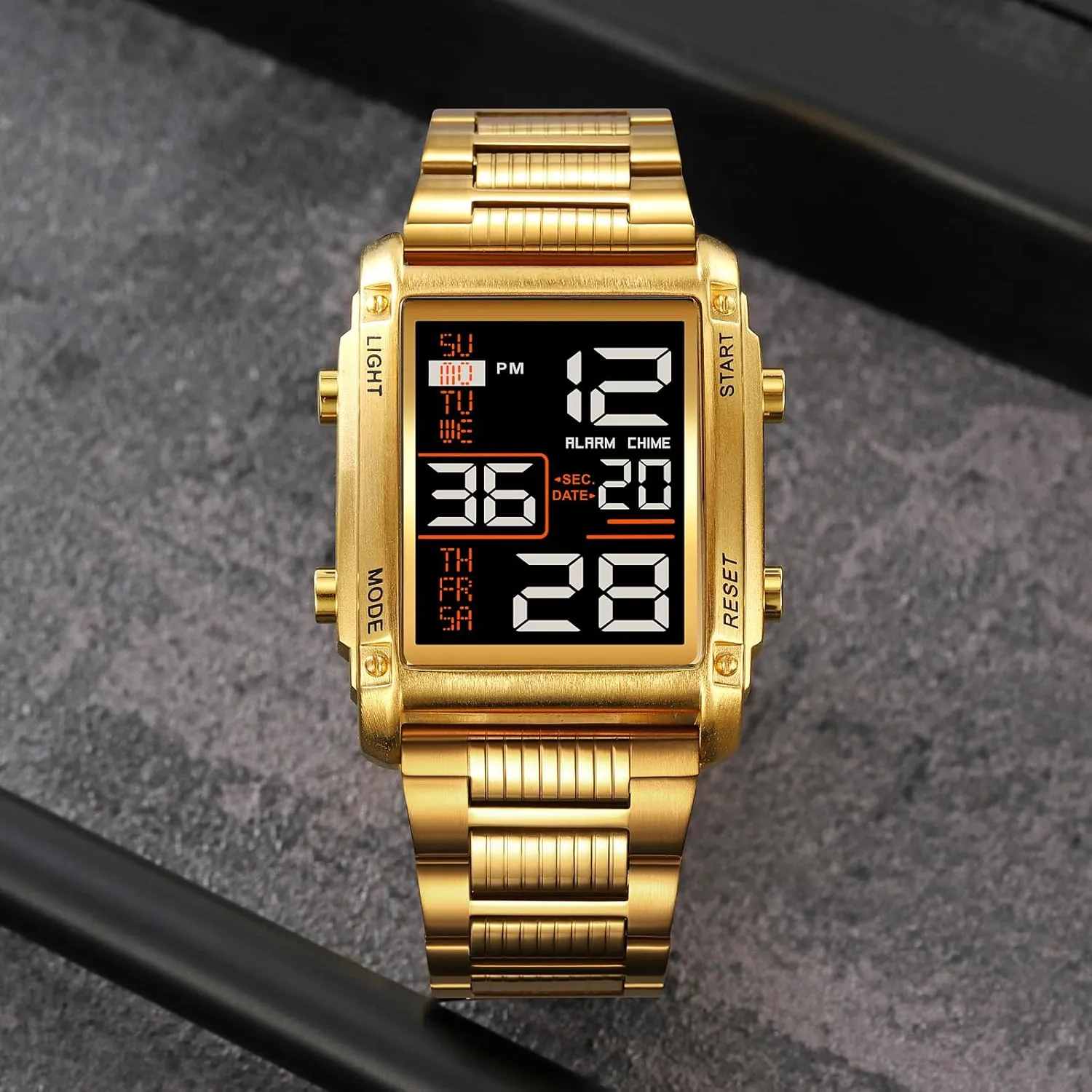 Stainless Steel Electronic Watch FANMIS Men's Multifunctional perception Sports Digital Watch Classics Business Quartz Watch LED Backlight Waterproof 