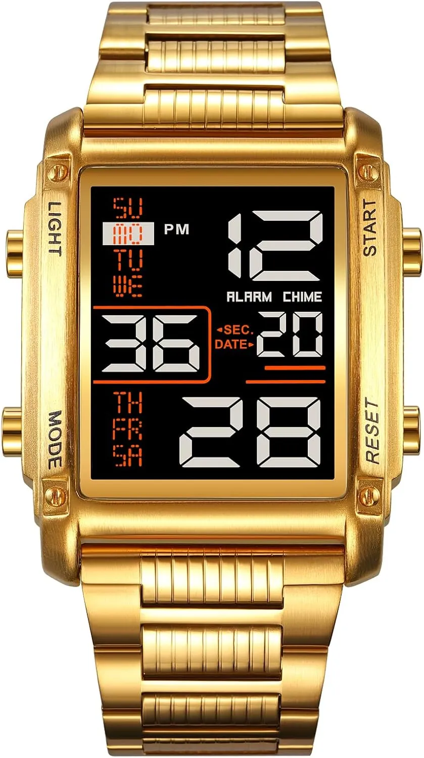 Stainless Steel Electronic Watch FANMIS Men's Multifunctional perception Sports Digital Watch Classics Business Quartz Watch LED Backlight Waterproof 