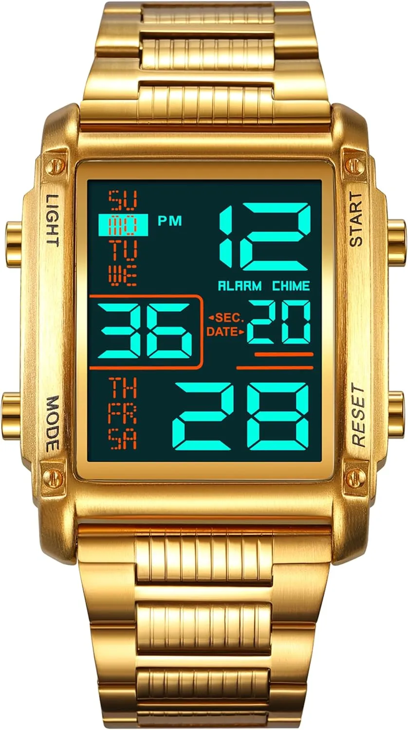 Stainless Steel Electronic Watch FANMIS Men's Multifunctional perception Sports Digital Watch Classics Business Quartz Watch LED Backlight Waterproof 