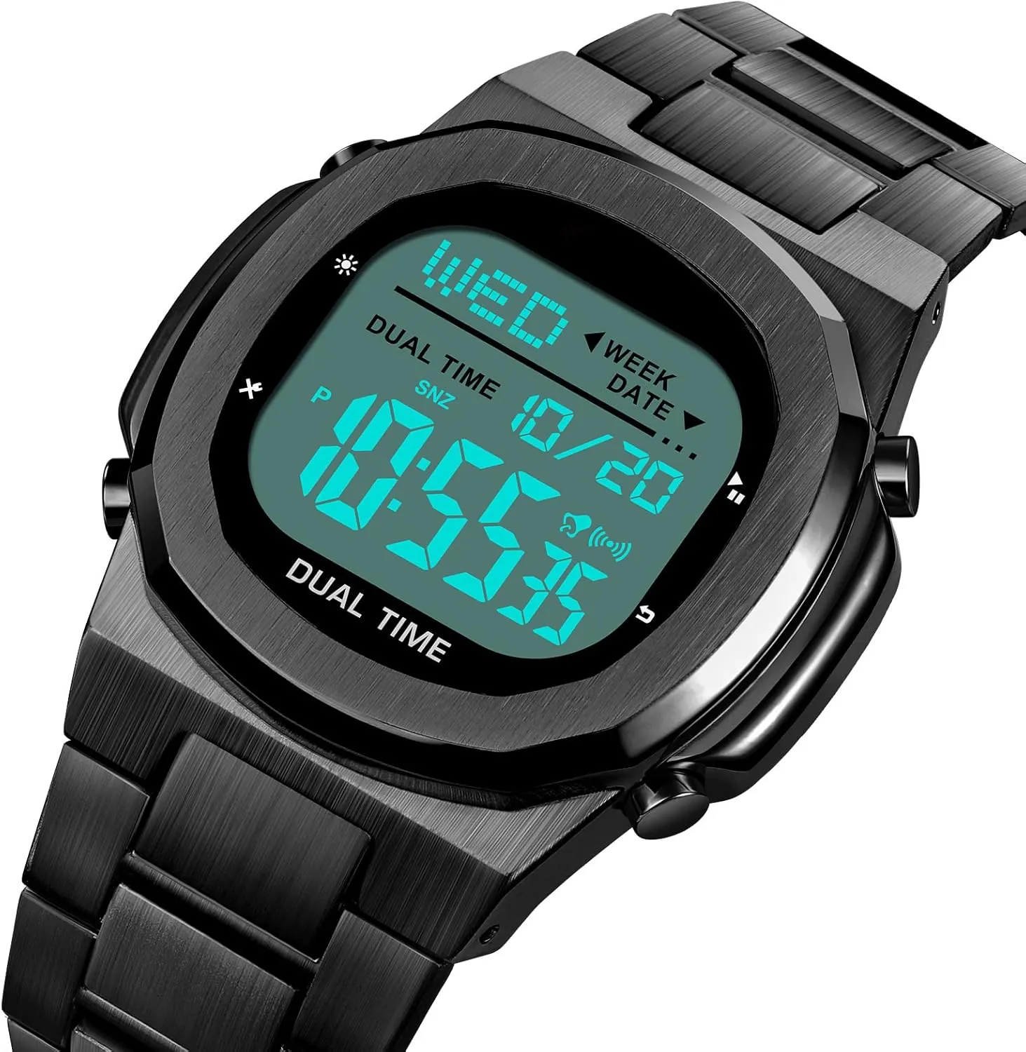 Stainless Steel Watch shaman moderate heed bit advertisement Reginald Men's Multifunctional Electronic Watch Outdoor Sports Watch LED Large Digital Display Timing 