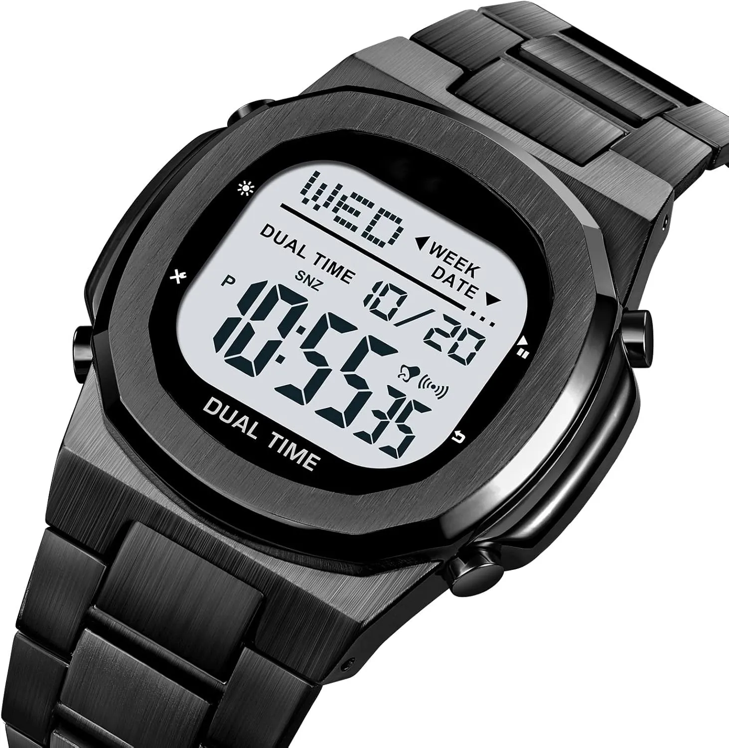 Stainless Steel Watch shaman moderate heed bit advertisement Reginald Men's Multifunctional Electronic Watch Outdoor Sports Watch LED Large Digital Display Timing 