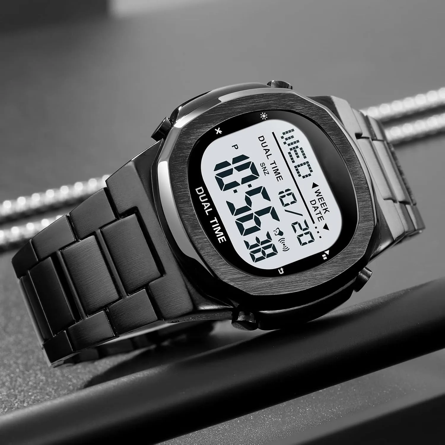 Stainless Steel Watch shaman moderate heed bit advertisement Reginald Men's Multifunctional Electronic Watch Outdoor Sports Watch LED Large Digital Display Timing 