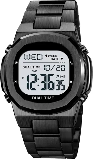 Stainless Steel Watch shaman moderate heed bit advertisement Reginald Men's Multifunctional Electronic Watch Outdoor Sports Watch LED Large Digital Display Timing 